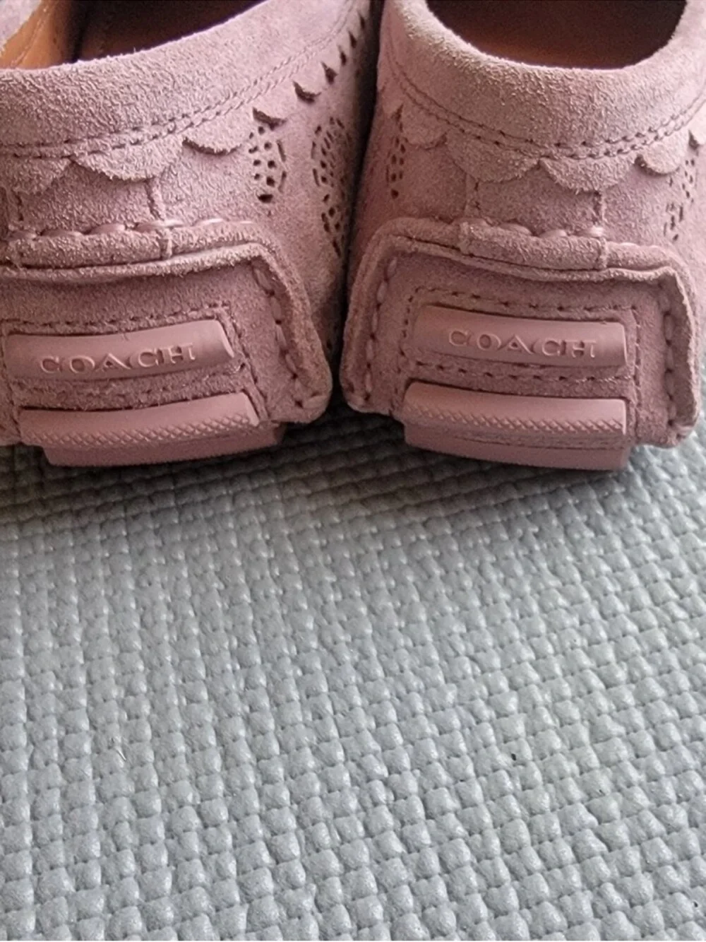 COACH Dusty Pink Suede Driving Moccasins